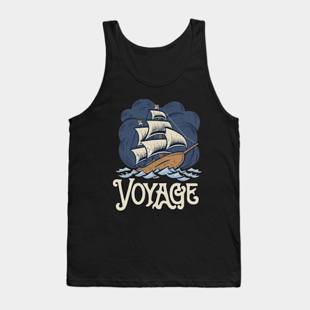 Ship Sailing Through The Deep Blue Sea Storm Tank Top by Abeer Ahmad